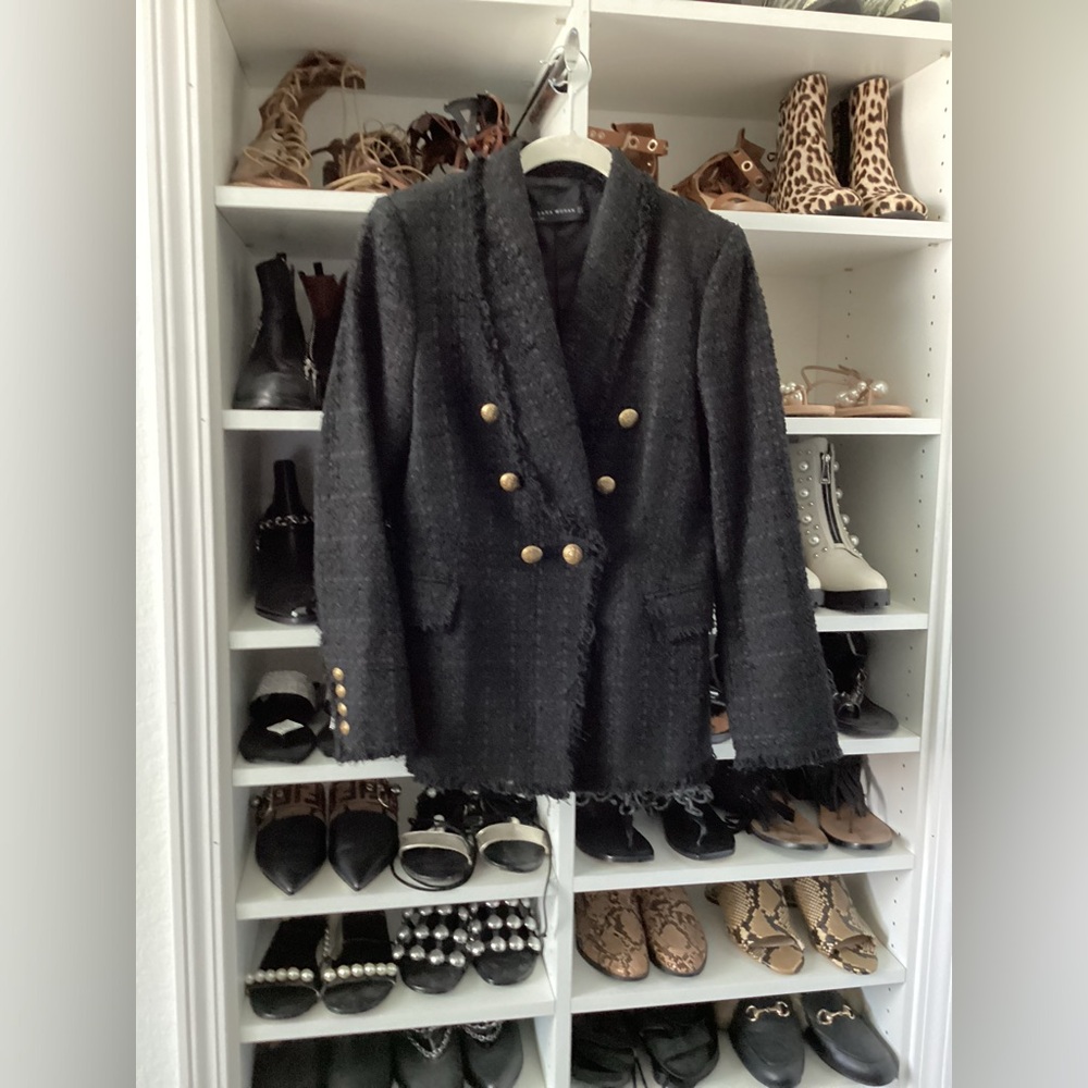 Zara Black Double Breasted Jacket